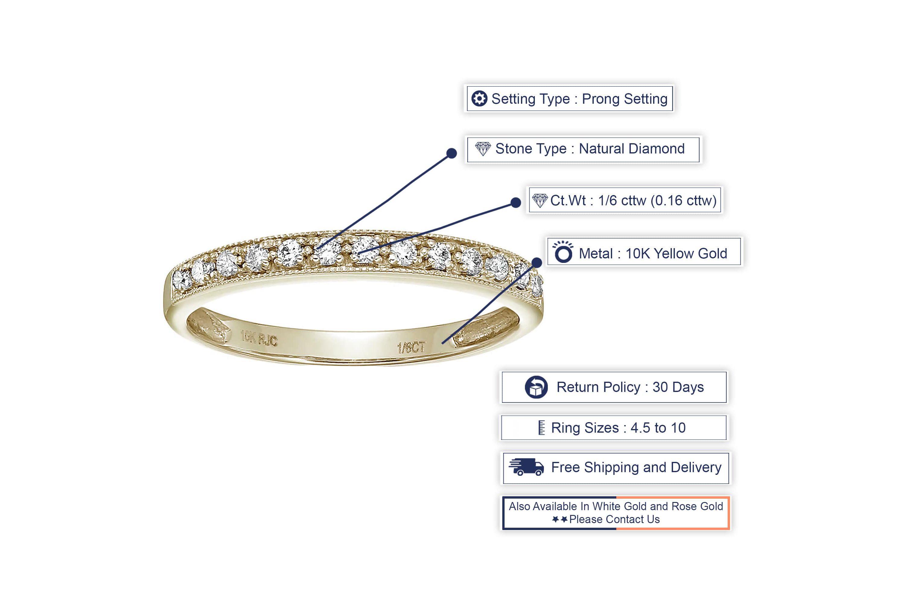 1/6 ct. t.w. Diamond Wedding Band in 10K Yellow Gold