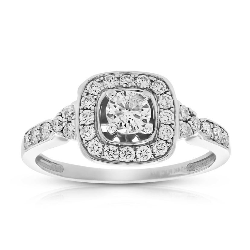 3/4 ct. t.w. 5 Stone Diamond Ring Engagement Bridal in 14K White Gold