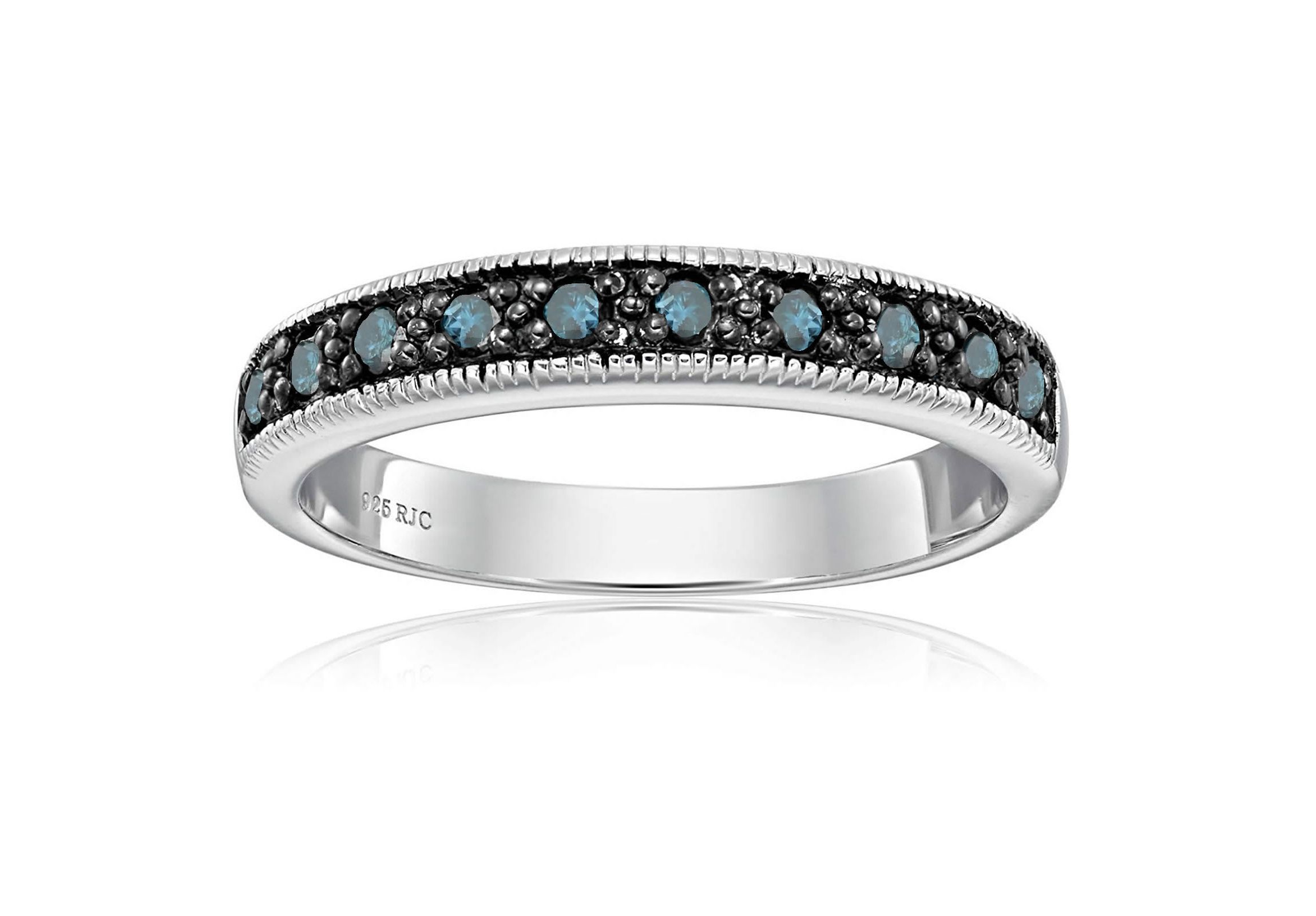 1/4 ct. t.w. Blue Diamond Wedding Band in 925 Sterling Silver