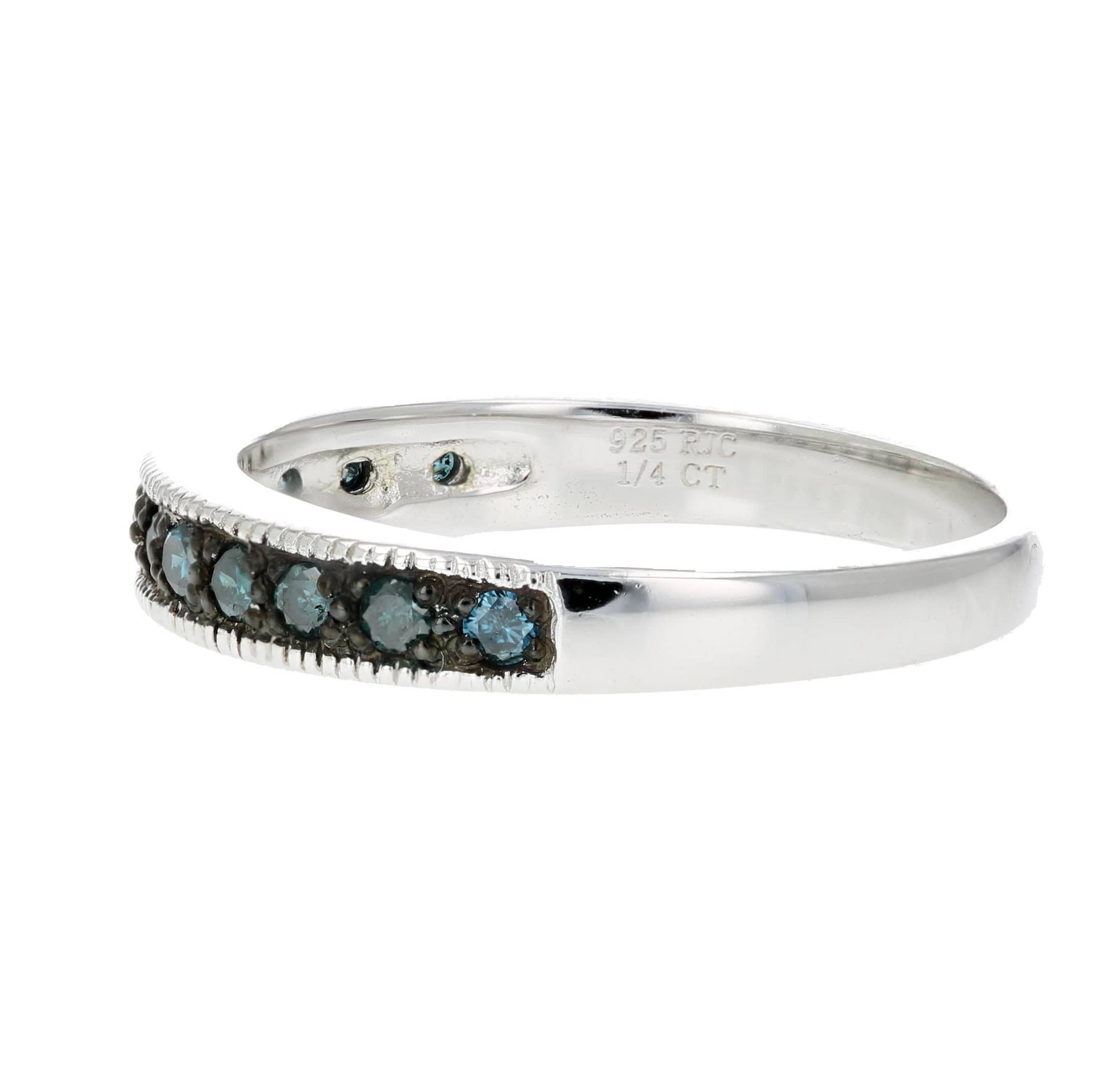 1/4 ct. t.w. Blue Diamond Wedding Band in 925 Sterling Silver