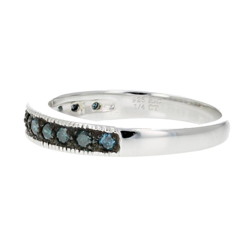 1/4 ct. t.w. Blue Diamond Wedding Band in 925 Sterling Silver