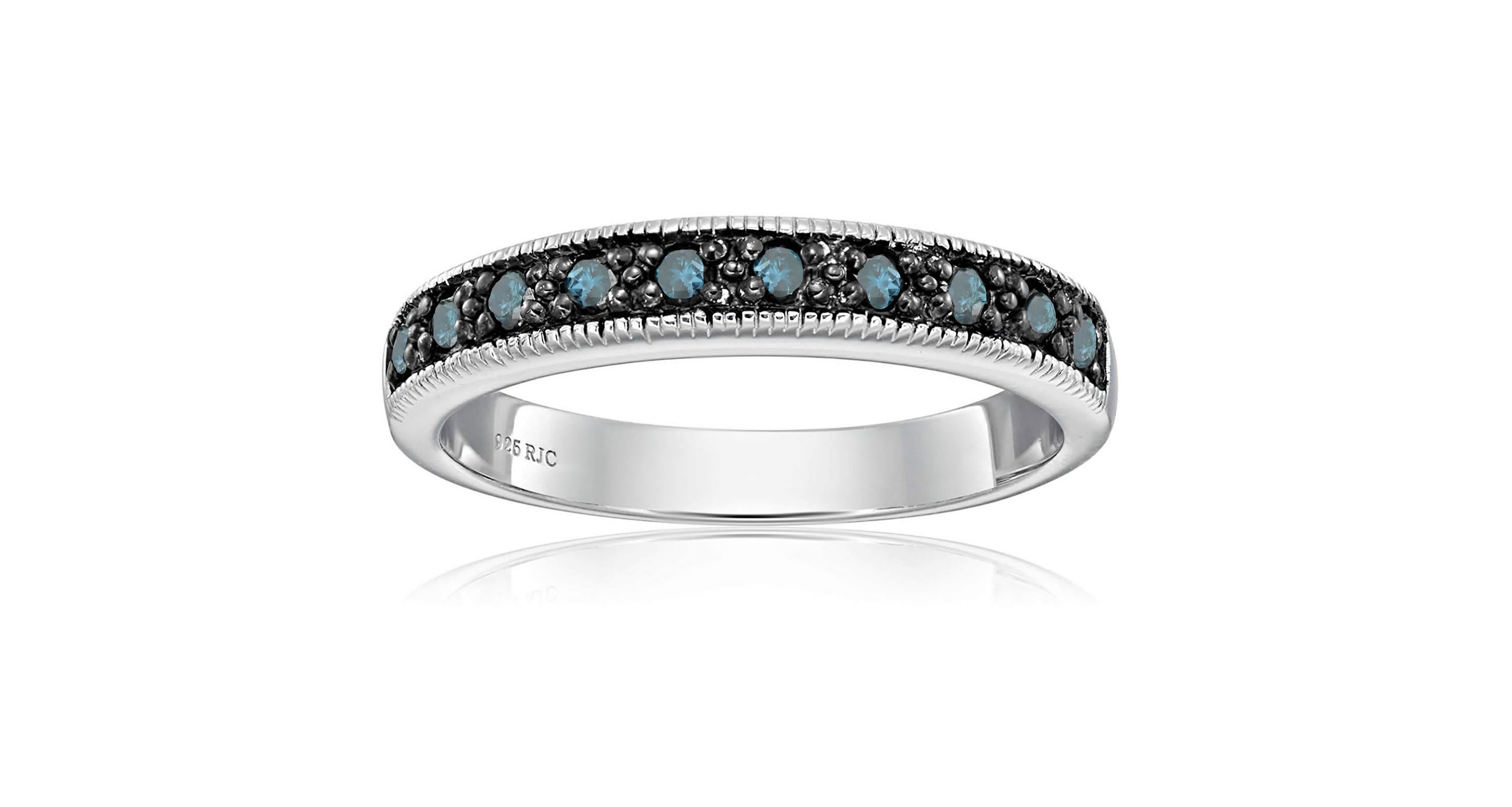 1/4 ct. t.w. Blue Diamond Wedding Band in 925 Sterling Silver