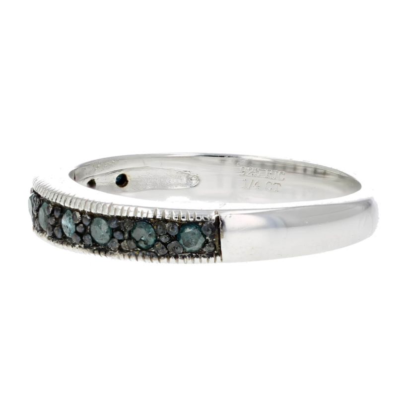 1/4 ct. t.w. Blue Diamond Wedding Band in 925 Sterling Silver