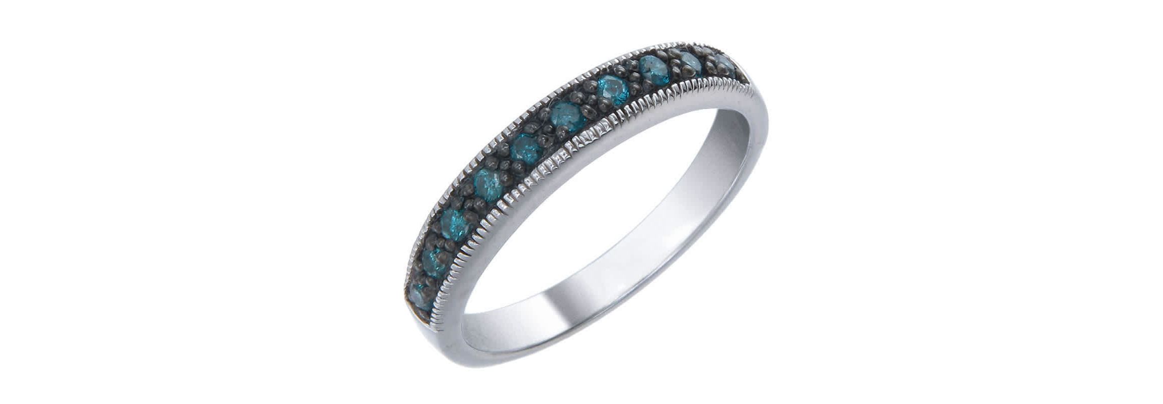 1/4 ct. t.w. Blue Diamond Wedding Band in 925 Sterling Silver