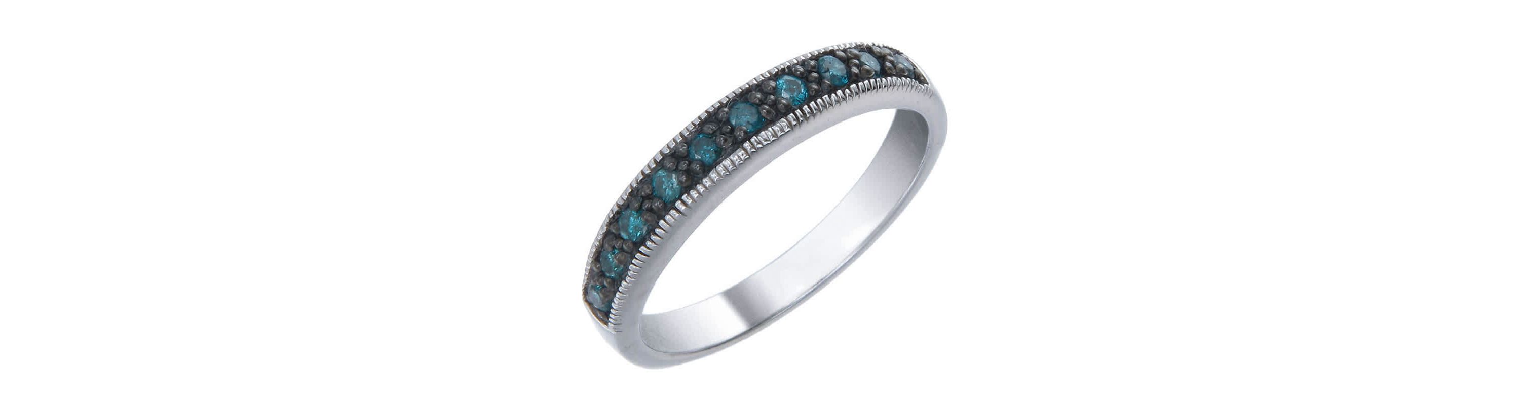 1/4 ct. t.w. Blue Diamond Wedding Band in 925 Sterling Silver