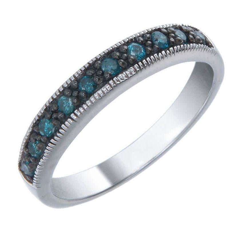 1/4 ct. t.w. Blue Diamond Wedding Band in 925 Sterling Silver
