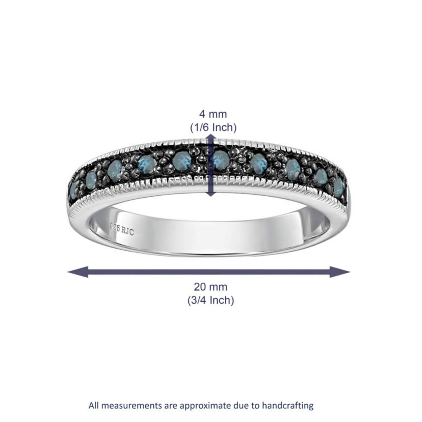 1/4 ct. t.w. Blue Diamond Wedding Band in 925 Sterling Silver