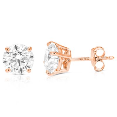 Amairah Lab Created 1 ct. t.w. Lab Grown Diamond Stud Earrings in 14K Gold Round Shape, Pink