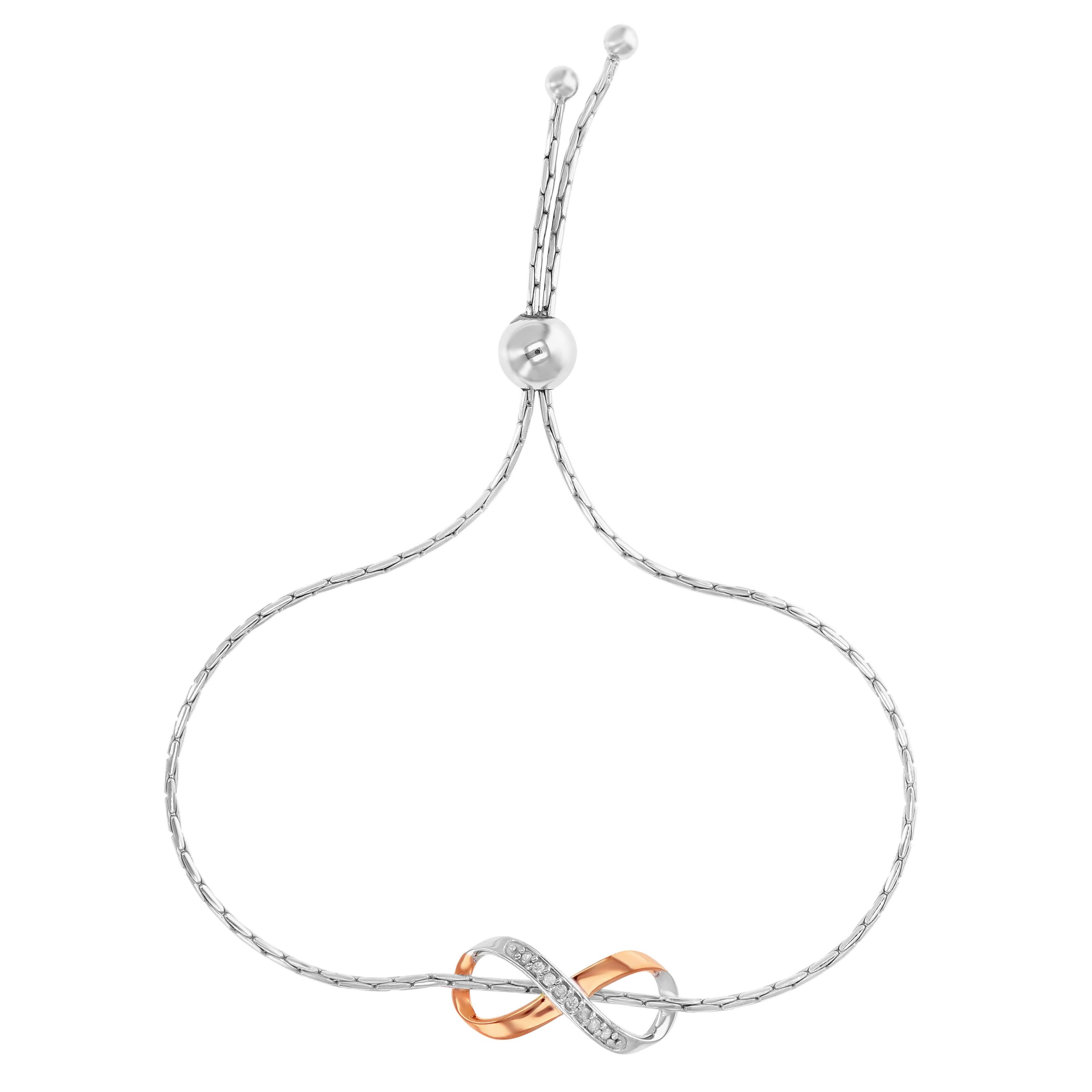 1/20 ct. t.w. Diamond Bolo Bracelet Rose Gold Plated over Sterling Silver