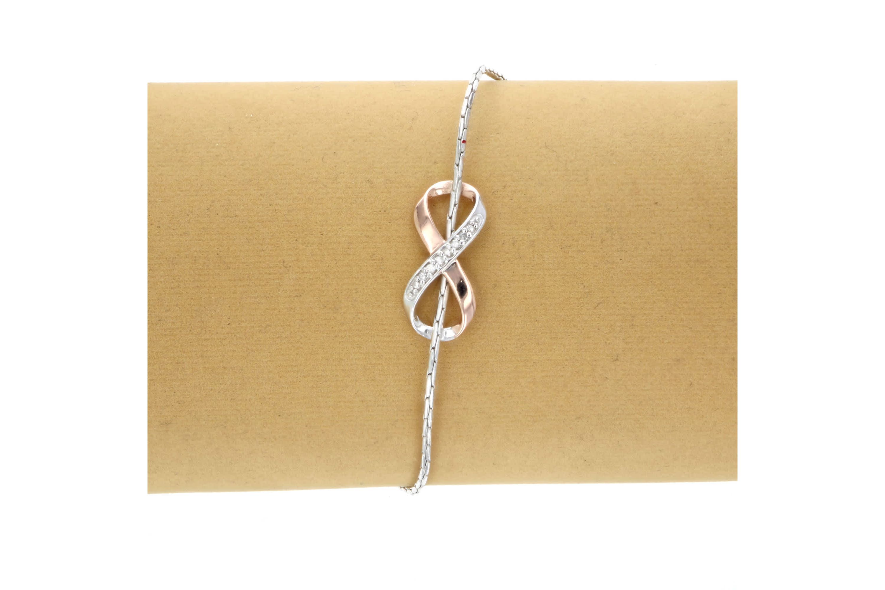 1/20 ct. t.w. Diamond Bolo Bracelet Rose Gold Plated over Sterling Silver