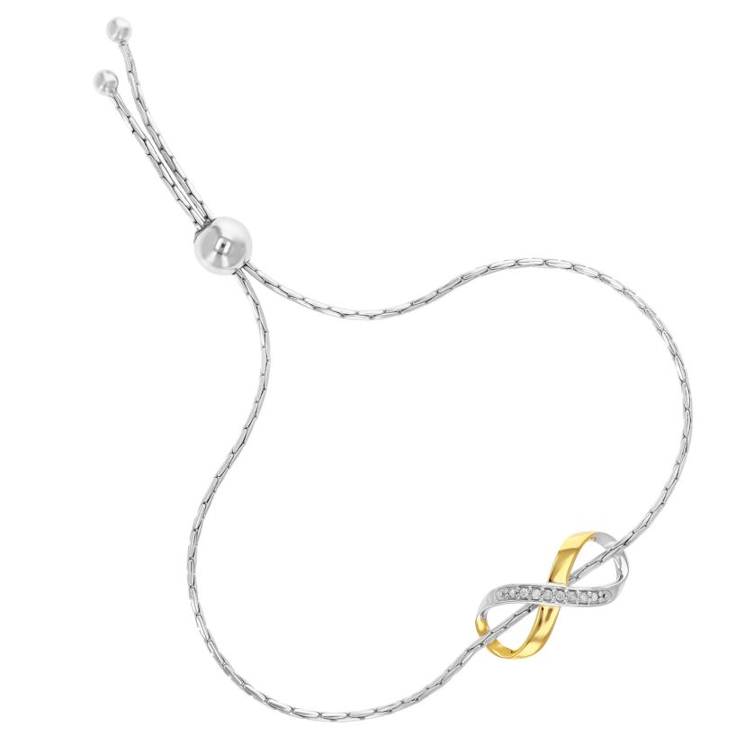 1/20 ct. t.w. Diamond Bolo Bracelet Yellow Gold Plated over Sterling Silver