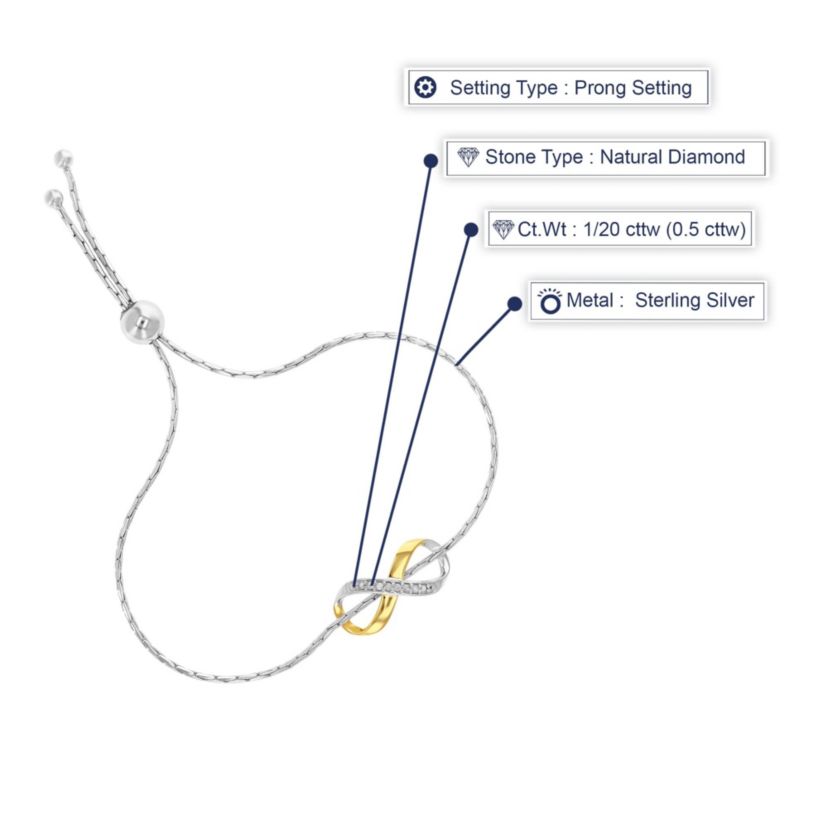 1/20 ct. t.w. Diamond Bolo Bracelet Yellow Gold Plated over Sterling Silver