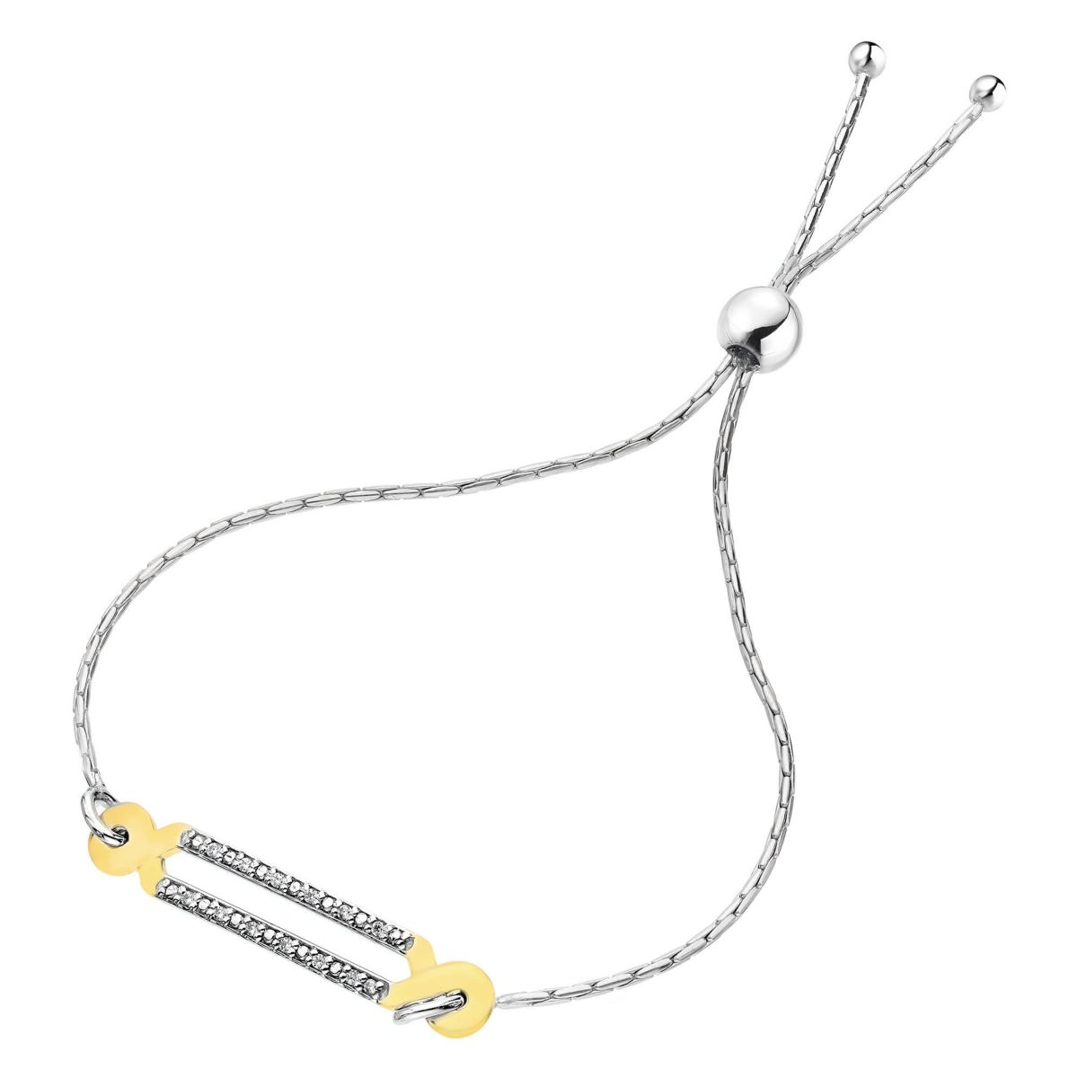 1/10 ct. t.w. Diamond Bolo Bracelet Yellow Gold Plated over Sterling Silver