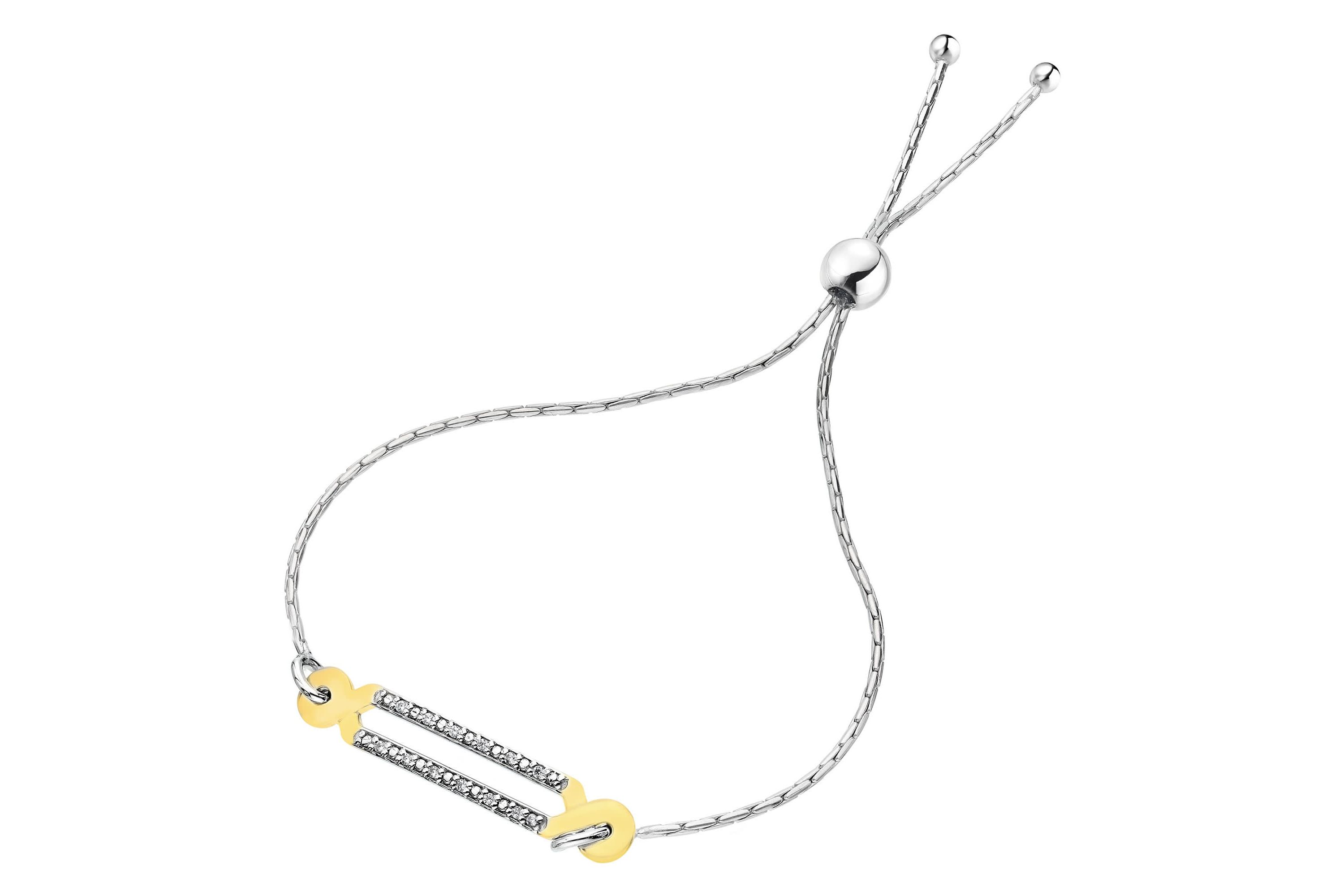 1/10 ct. t.w. Diamond Bolo Bracelet Yellow Gold Plated over Sterling Silver