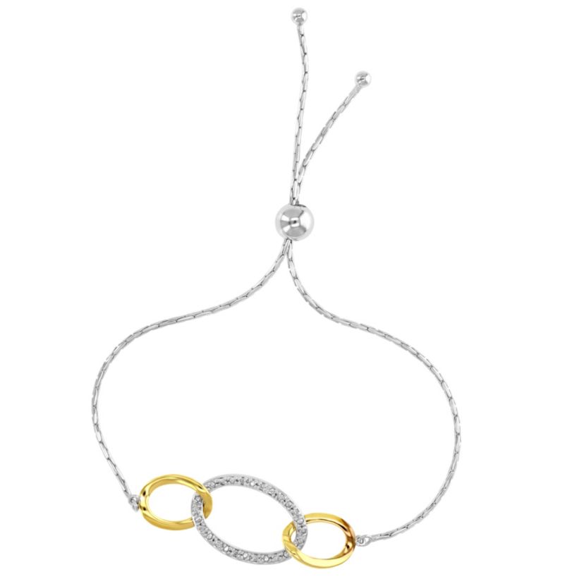 1/10 ct. t.w. Diamond Bolo Bracelet Yellow Gold Plated over Sterling Silver