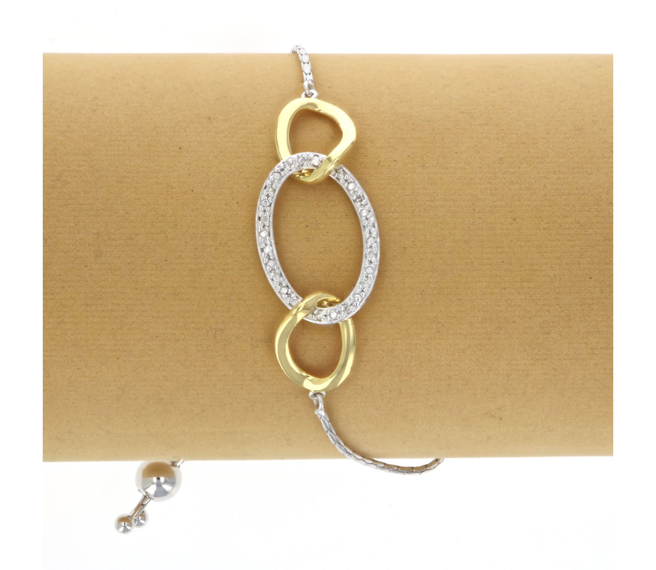 1/10 ct. t.w. Diamond Bolo Bracelet Yellow Gold Plated over Sterling Silver