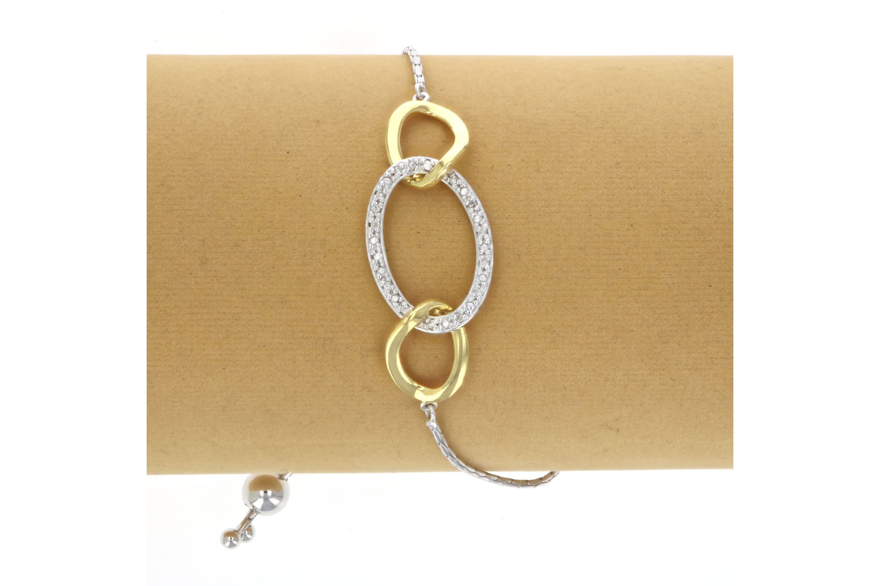 1/10 ct. t.w. Diamond Bolo Bracelet Yellow Gold Plated over Sterling Silver