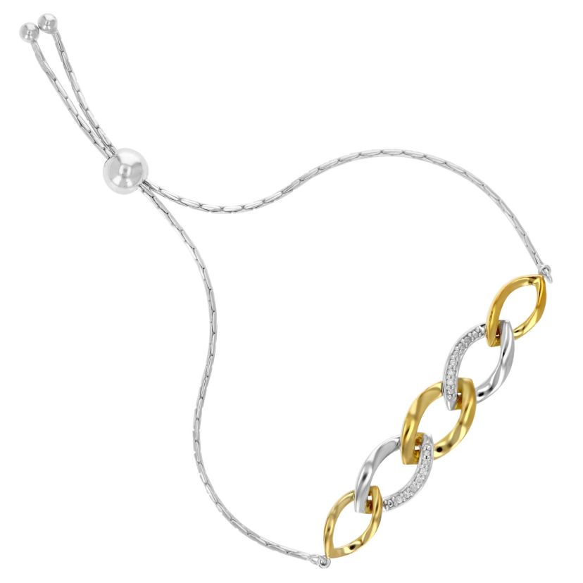 1/10 ct. t.w. Diamond Bolo Bracelet Yellow Gold Plated over Sterling Silver