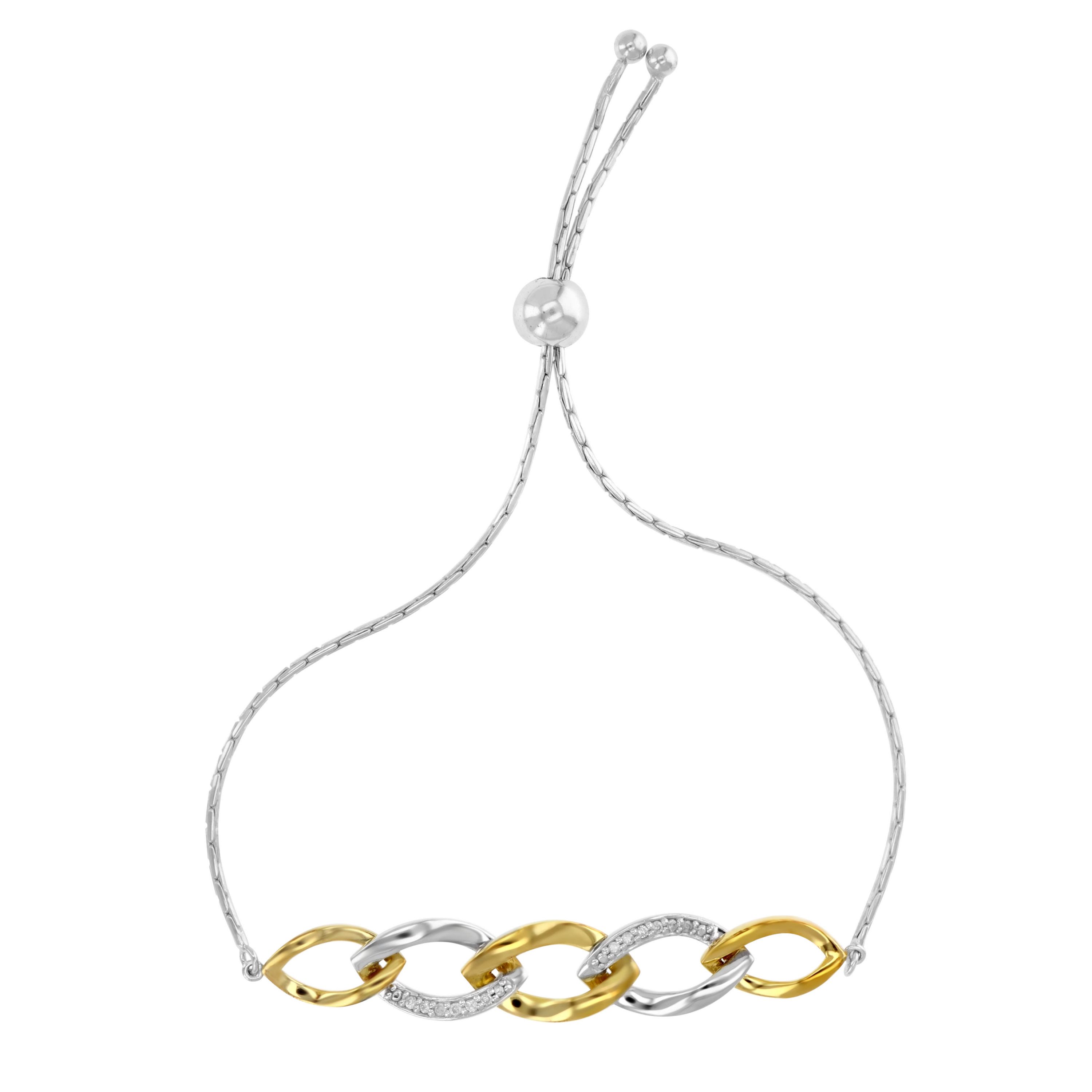 1/10 ct. t.w. Diamond Bolo Bracelet Yellow Gold Plated over Sterling Silver