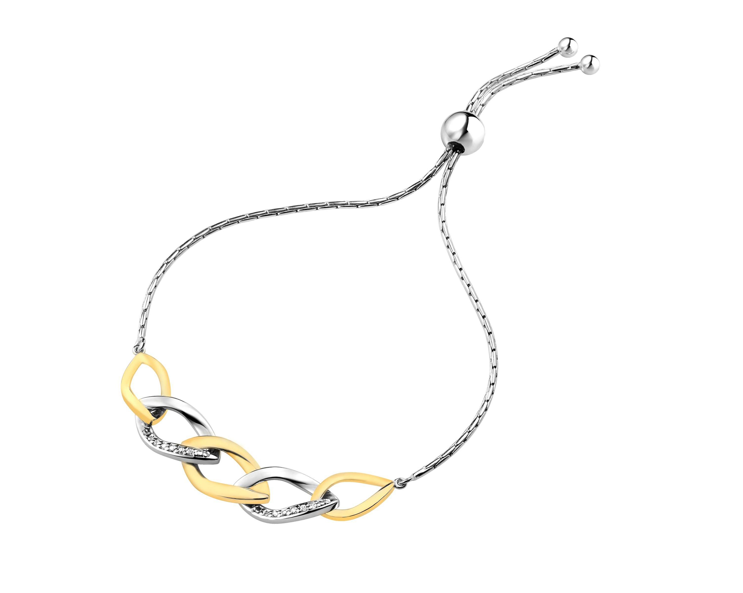 1/10 ct. t.w. Diamond Bolo Bracelet Yellow Gold Plated over Sterling Silver
