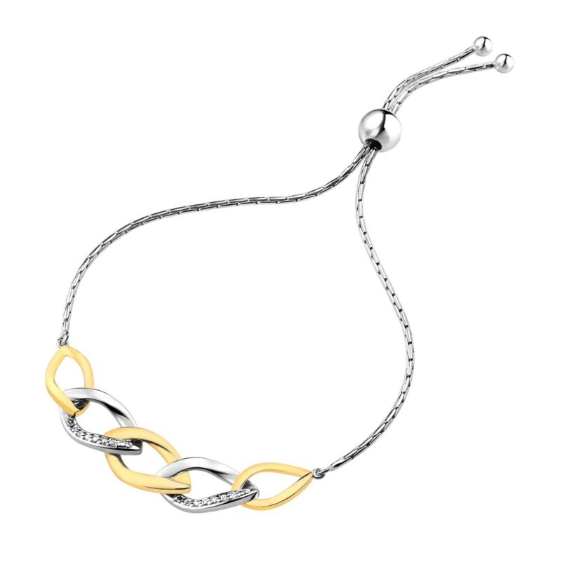 1/10 ct. t.w. Diamond Bolo Bracelet Yellow Gold Plated over Sterling Silver