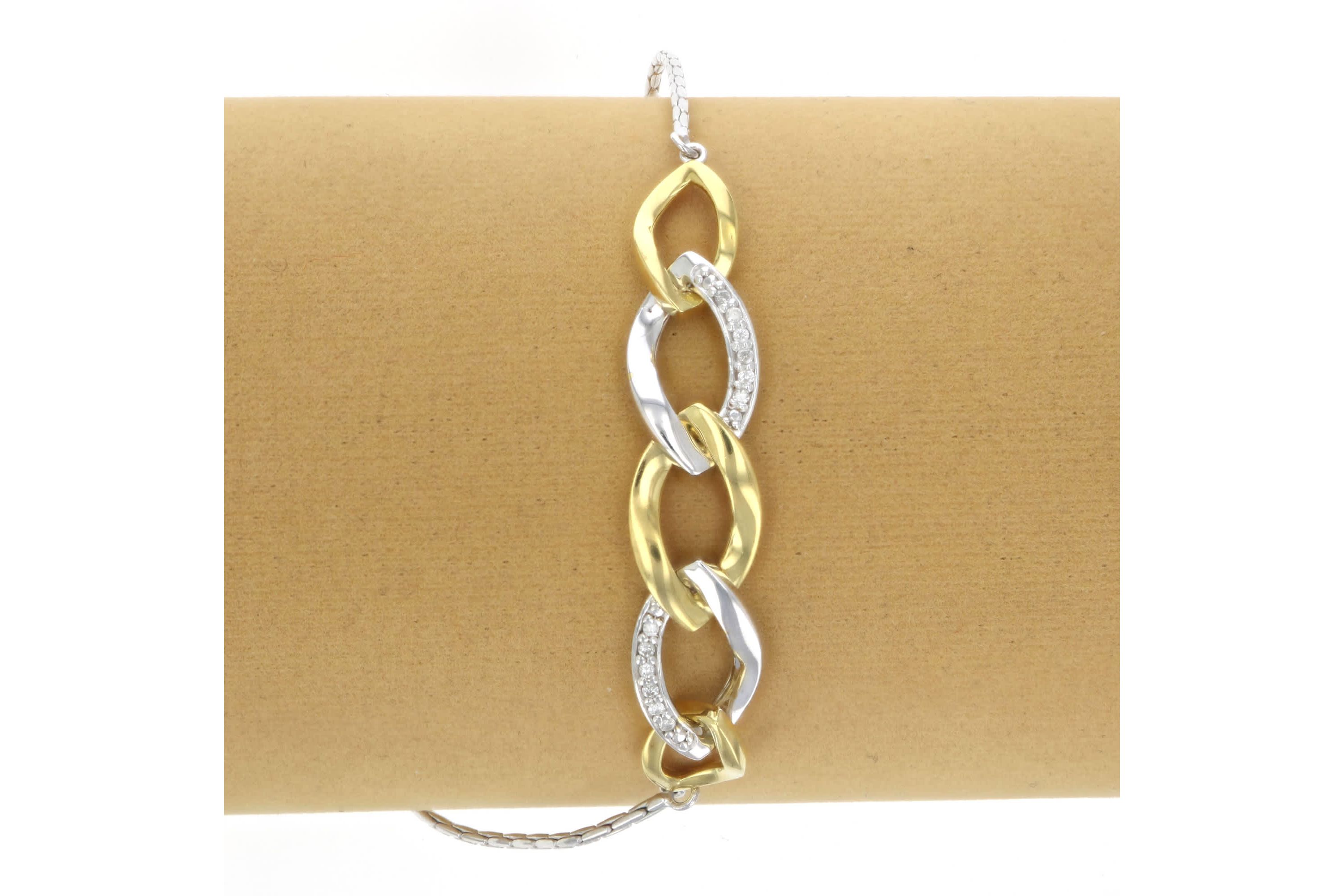 1/10 ct. t.w. Diamond Bolo Bracelet Yellow Gold Plated over Sterling Silver