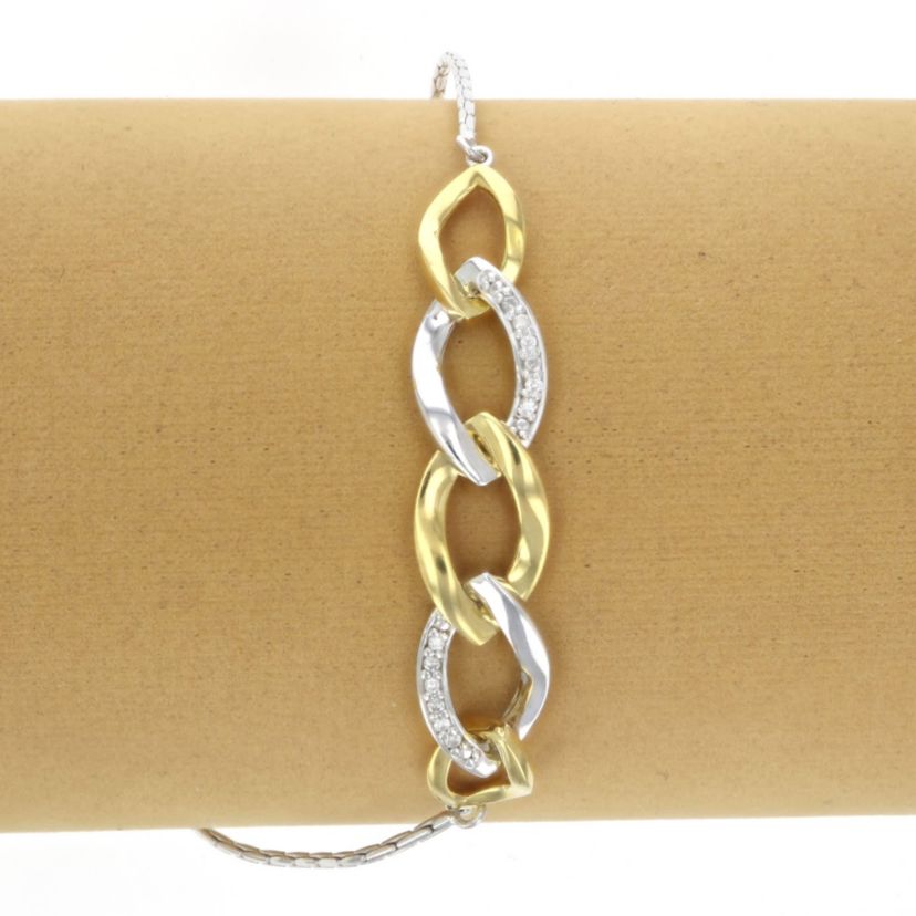1/10 ct. t.w. Diamond Bolo Bracelet Yellow Gold Plated over Sterling Silver