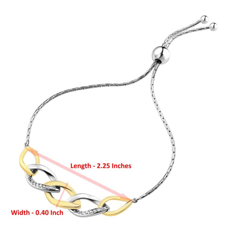 1/10 ct. t.w. Diamond Bolo Bracelet Yellow Gold Plated over Sterling Silver