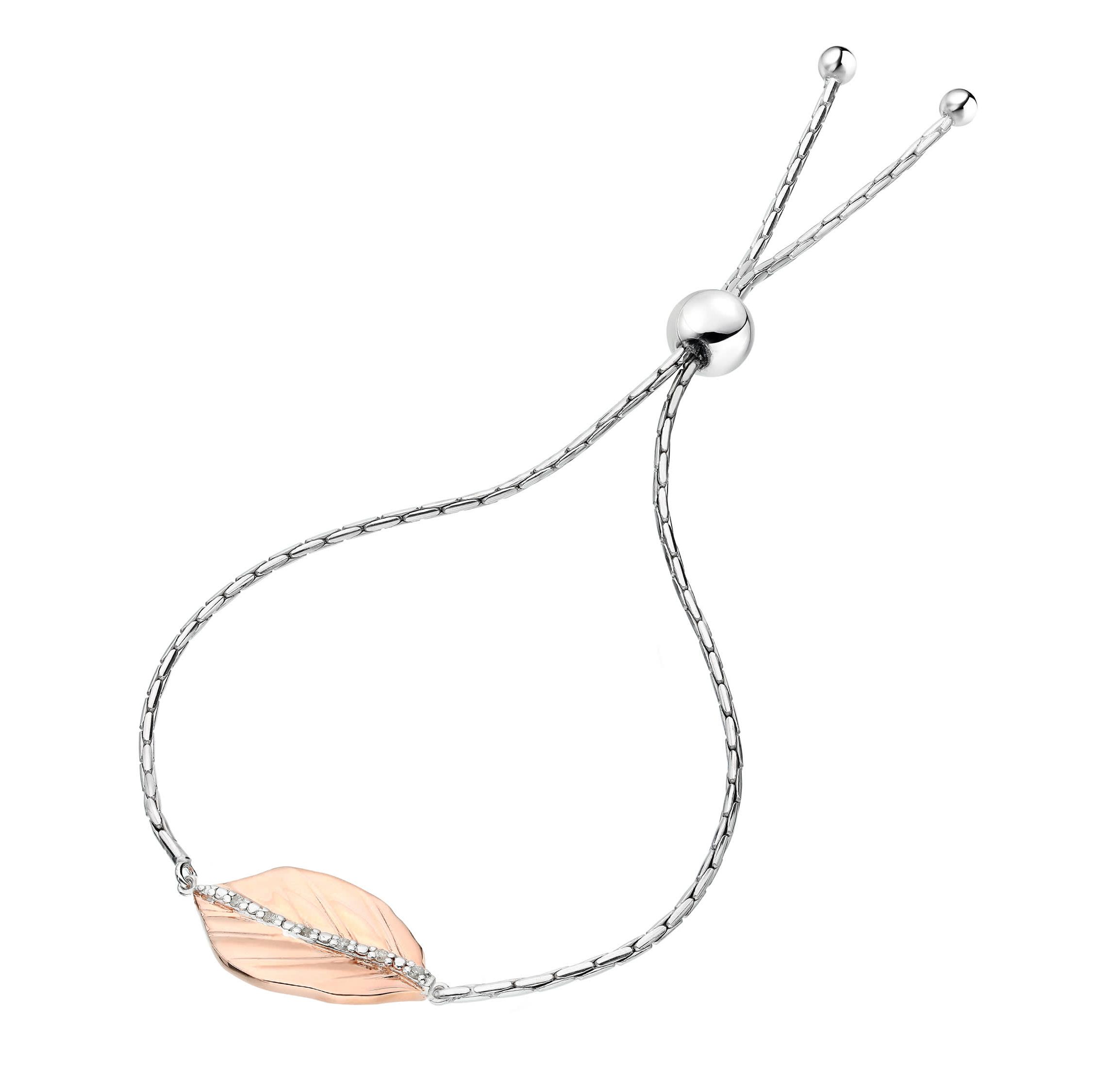 1/20 ct. t.w. Diamond Bolo Bracelet Rose Gold Plated over Sterling Silver