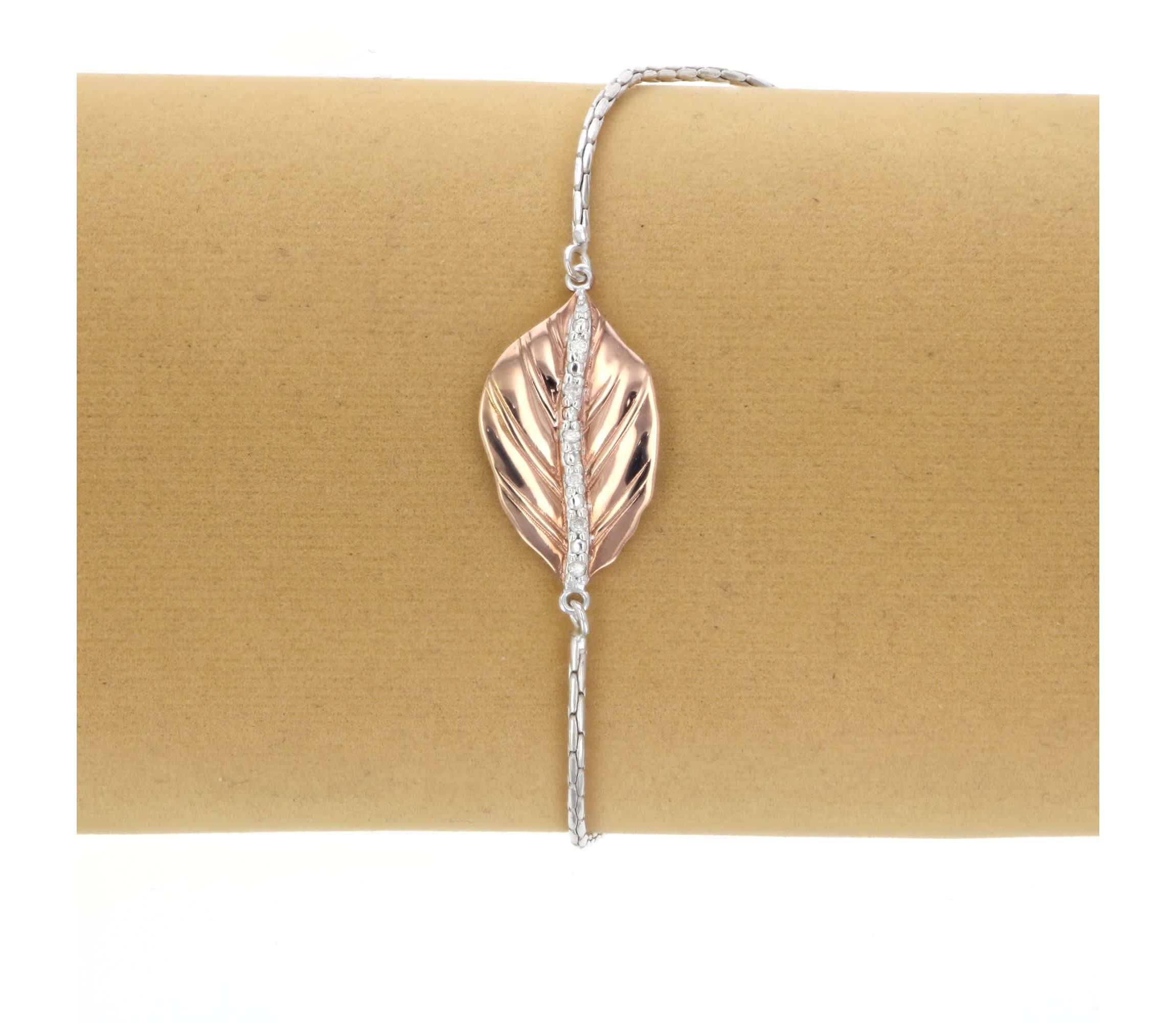1/20 ct. t.w. Diamond Bolo Bracelet Rose Gold Plated over Sterling Silver