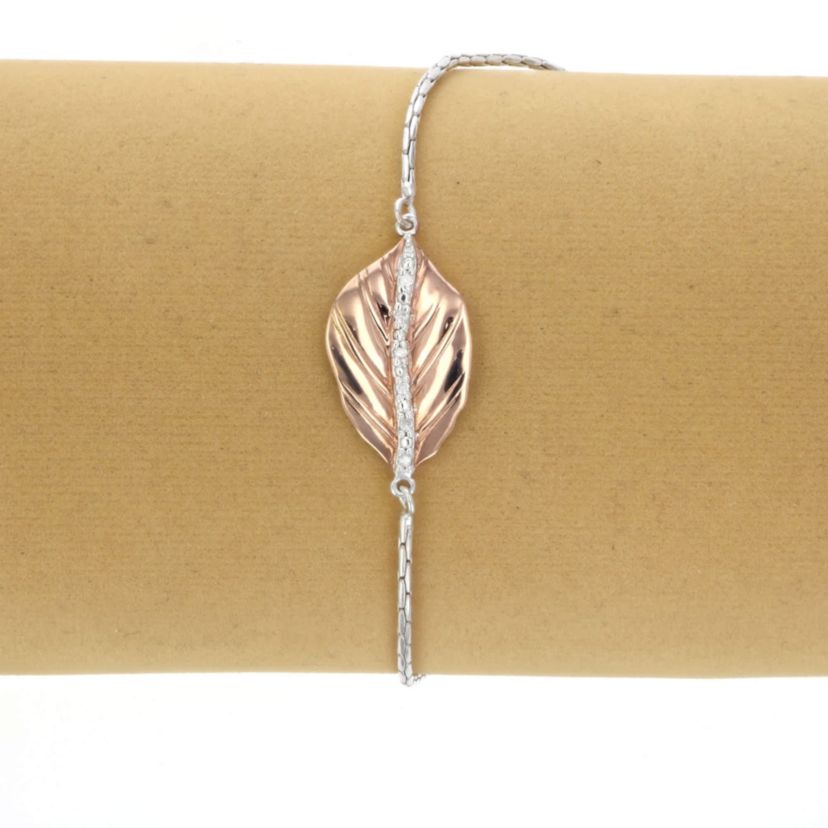 1/20 ct. t.w. Diamond Bolo Bracelet Rose Gold Plated over Sterling Silver