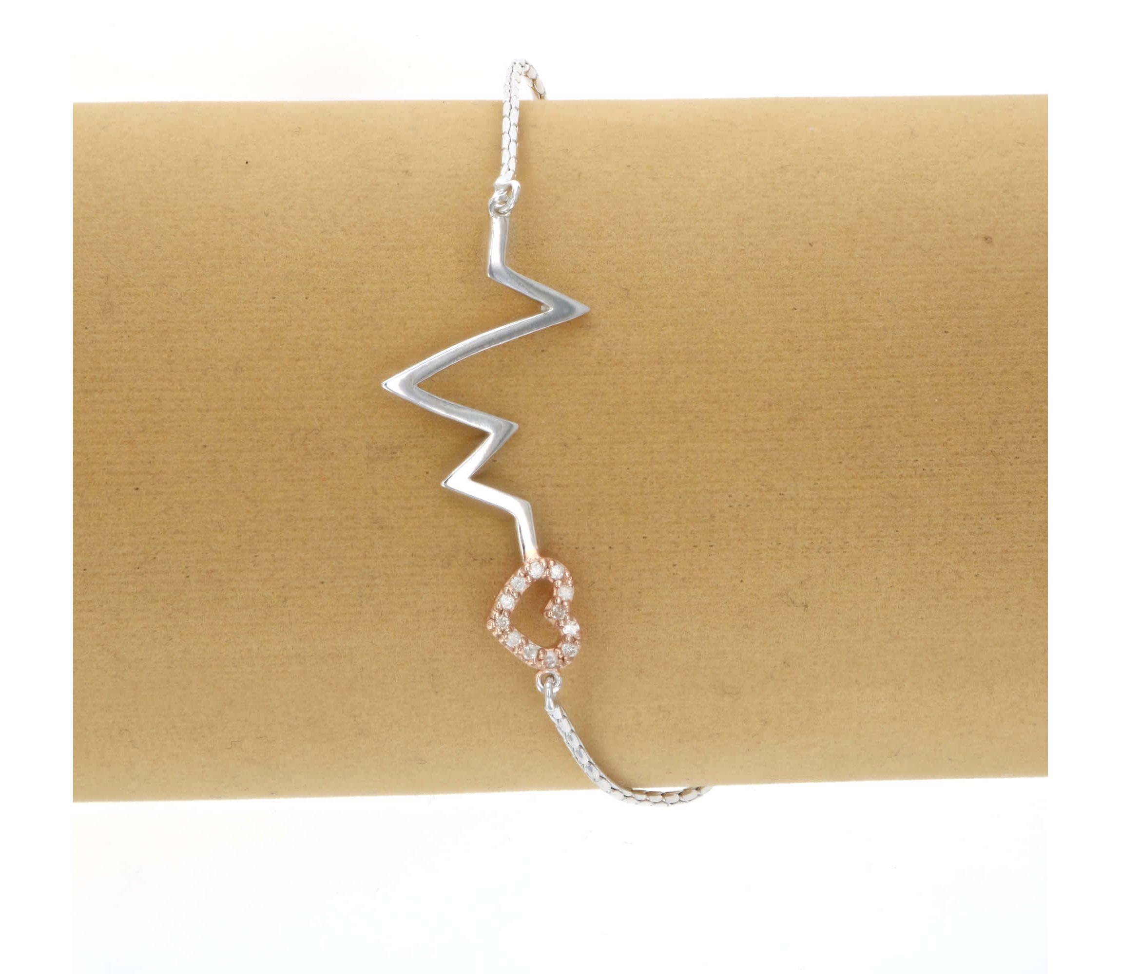 1/10 ct. t.w. Diamond Bolo Bracelet Rose Gold Plated over Sterling Silver
