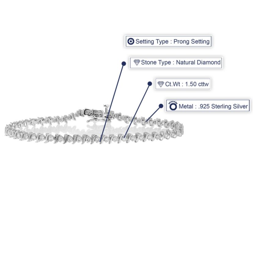 1.50 ct. t.w. Diamond Tennis Bracelet in 925 Sterling Silver