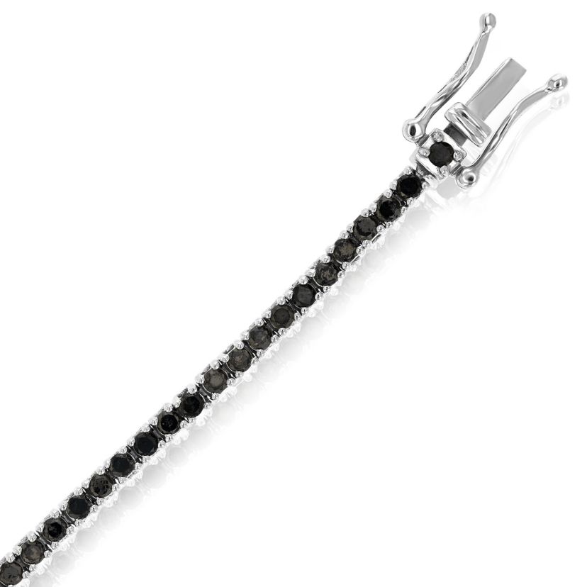 2 ct. t.w. Black Diamond Tennis Bracelet in 925 Sterling Silver