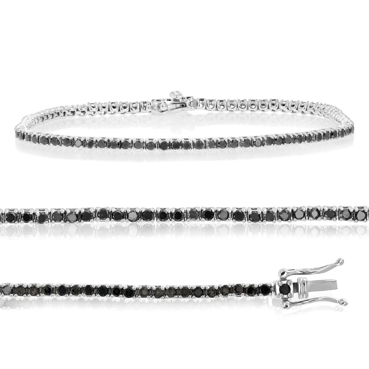 2 ct. t.w. Black Diamond Tennis Bracelet in 925 Sterling Silver