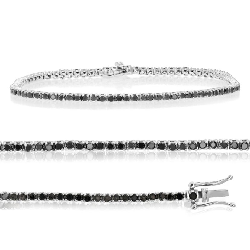 2 ct. t.w. Black Diamond Tennis Bracelet in 925 Sterling Silver