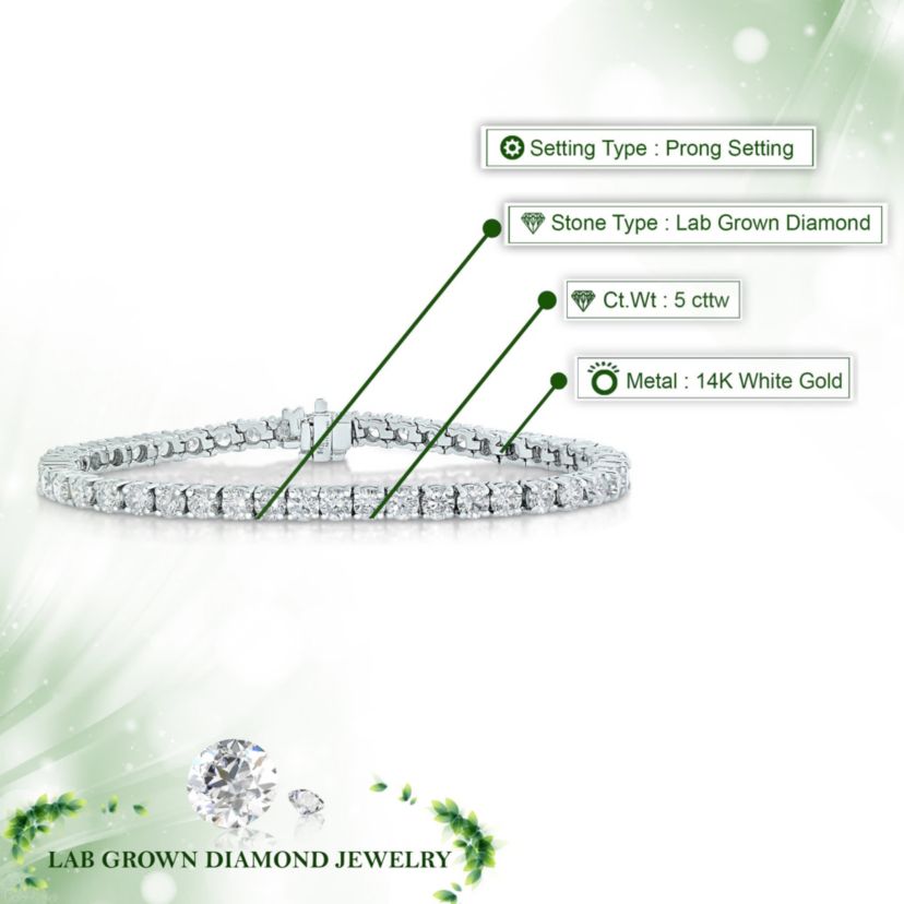 Lab Created 5 ct. t.w. Lab Grown Diamond Tennis Bracelet in 14K White Gold