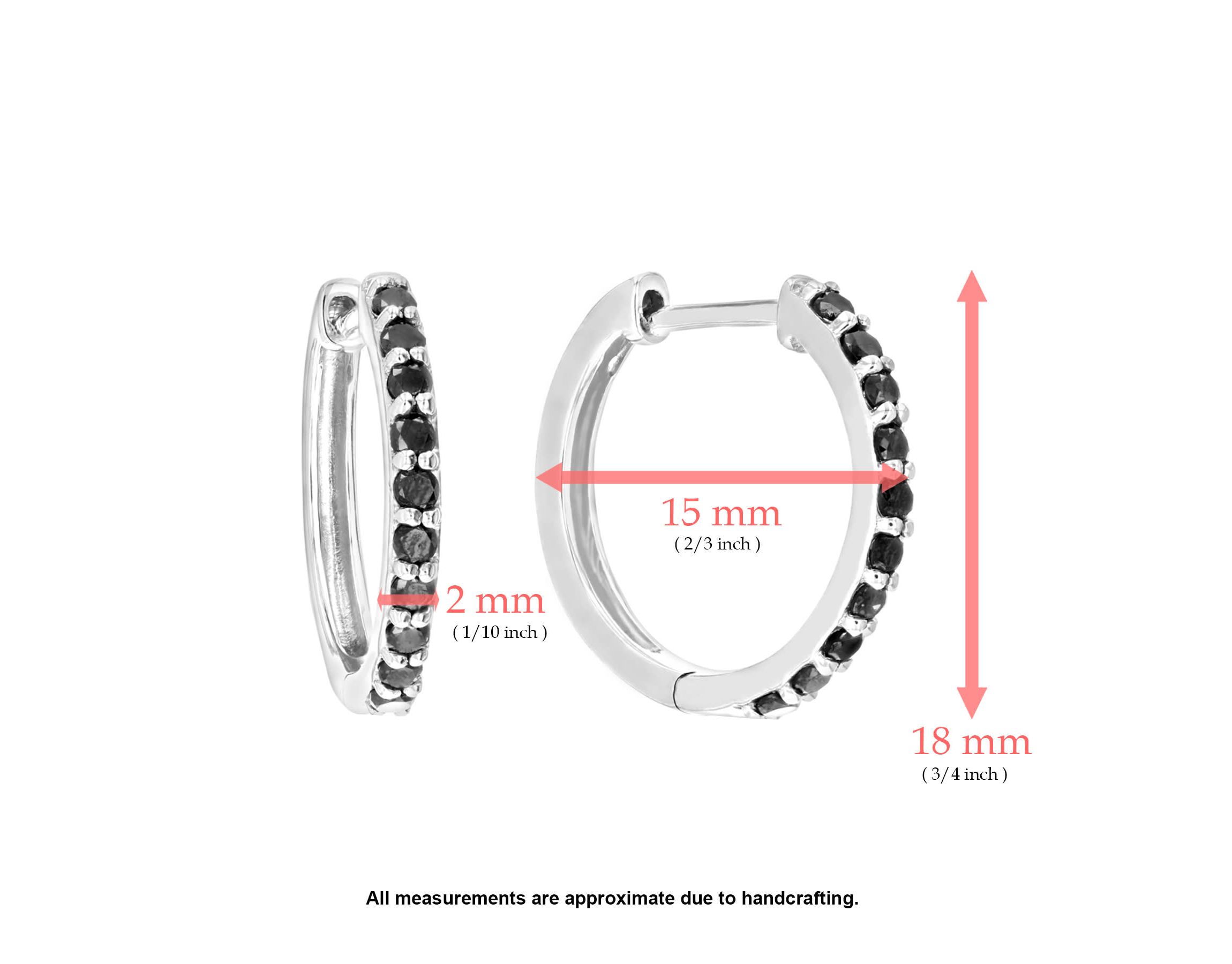 1/2 ct. t.w. Black Diamond Hoop Earrings in 925 Sterling Silver