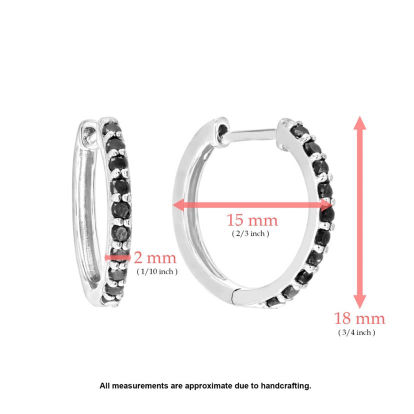 1/2 ct. t.w. Black Diamond Hoop Earrings in 925 Sterling Silver
