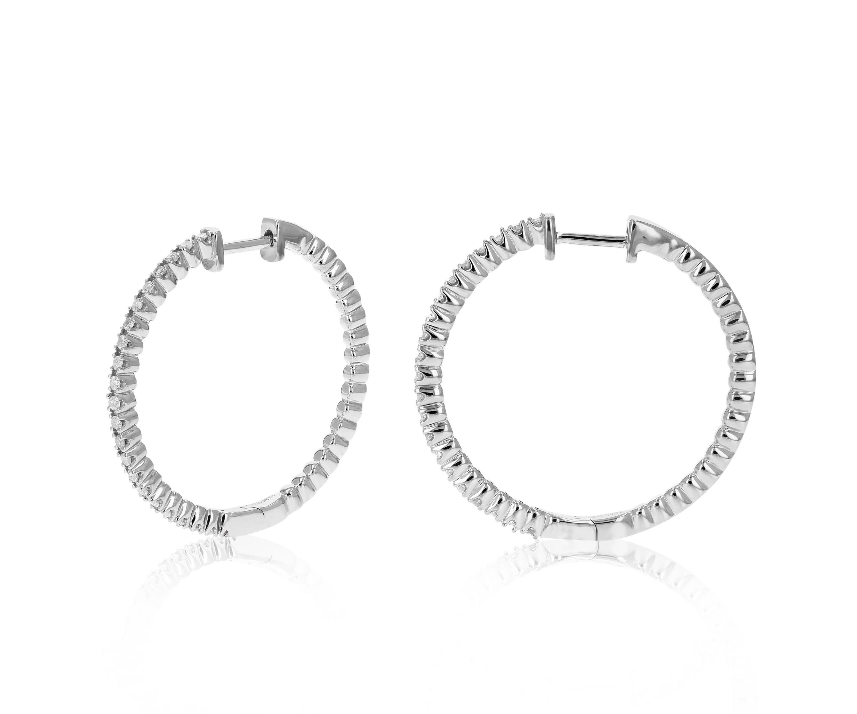 1/2 ct. t.w. Diamond Hoop Earrings in 925 Sterling Silver