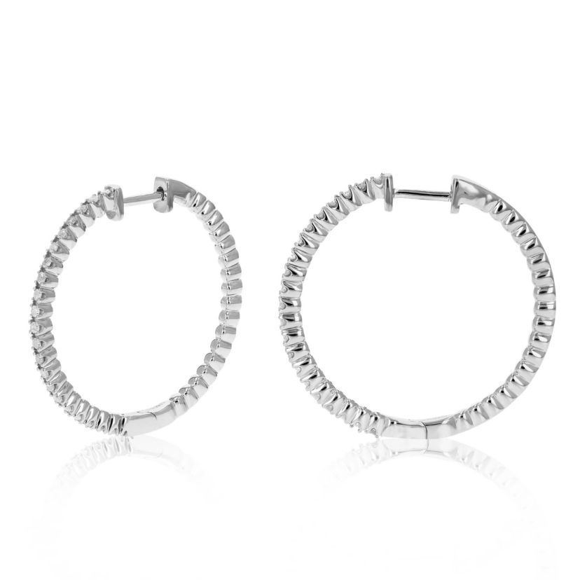 1/2 ct. t.w. Diamond Hoop Earrings in 925 Sterling Silver