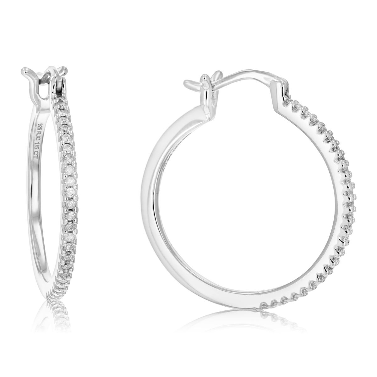 1/5 ct. t.w. Diamond Hoop Earrings in 925 Sterling Silver