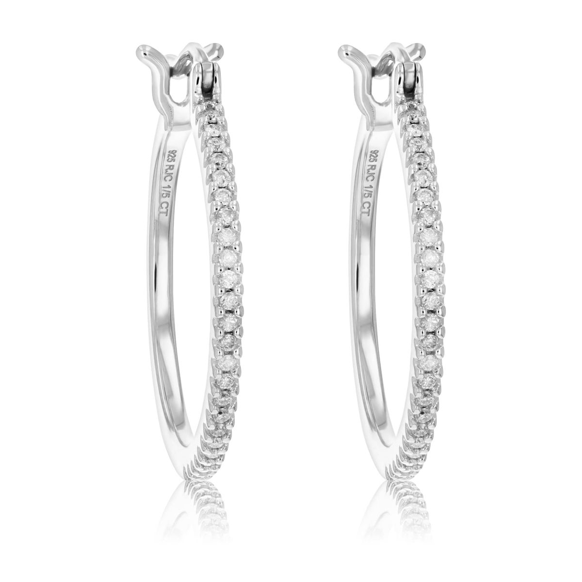 1/5 ct. t.w. Diamond Hoop Earrings in 925 Sterling Silver