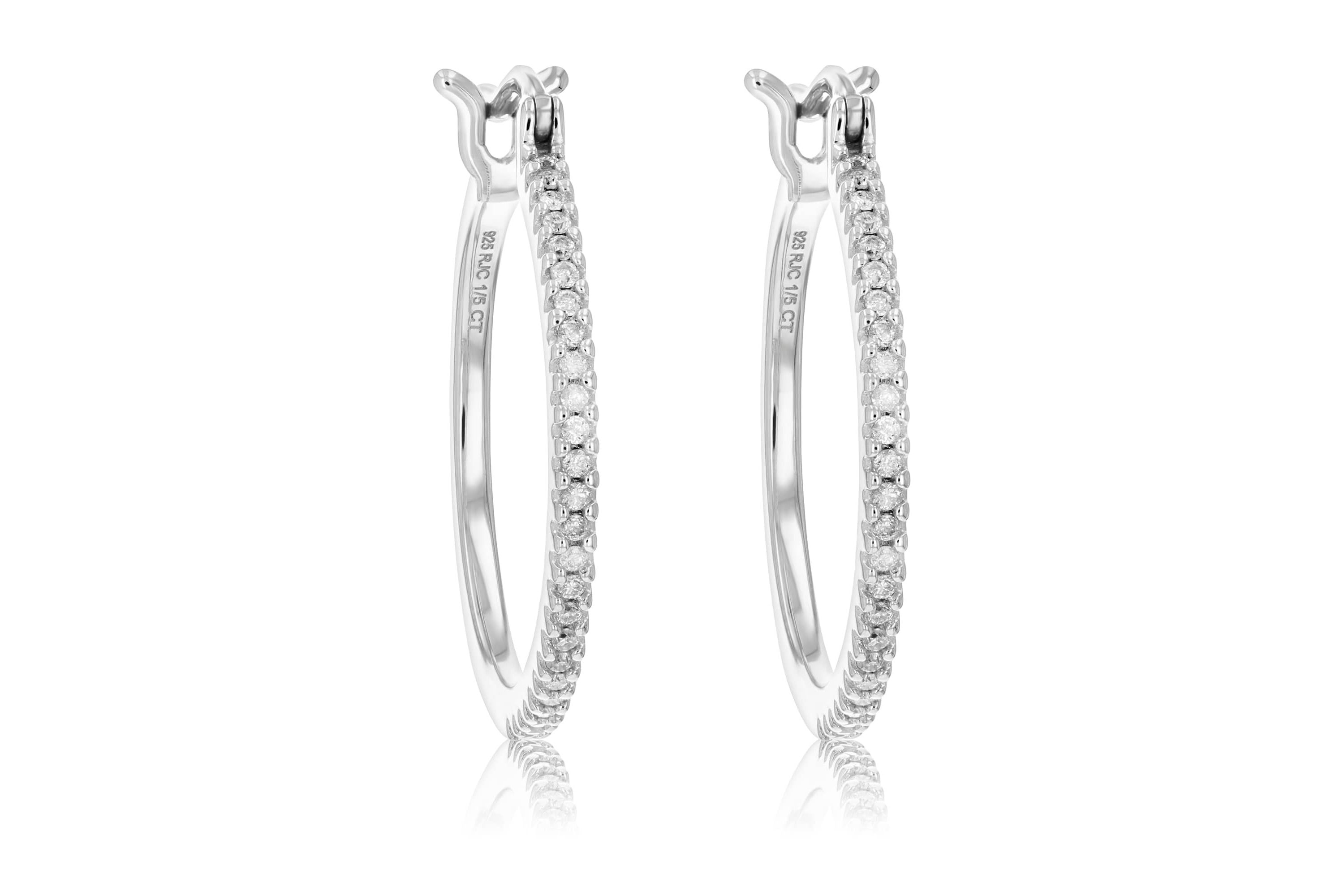 1/5 ct. t.w. Diamond Hoop Earrings in 925 Sterling Silver