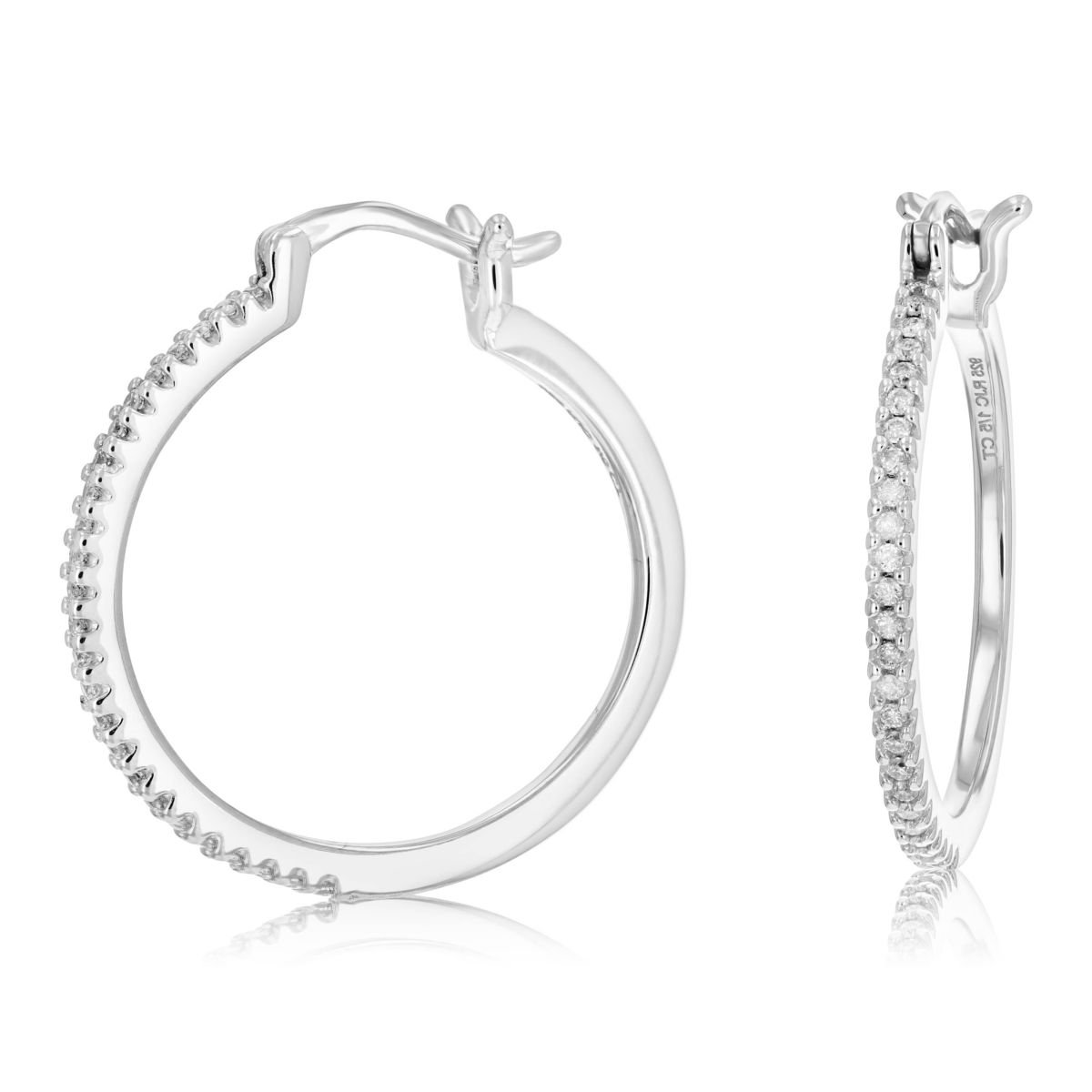 1/5 ct. t.w. Diamond Hoop Earrings in 925 Sterling Silver