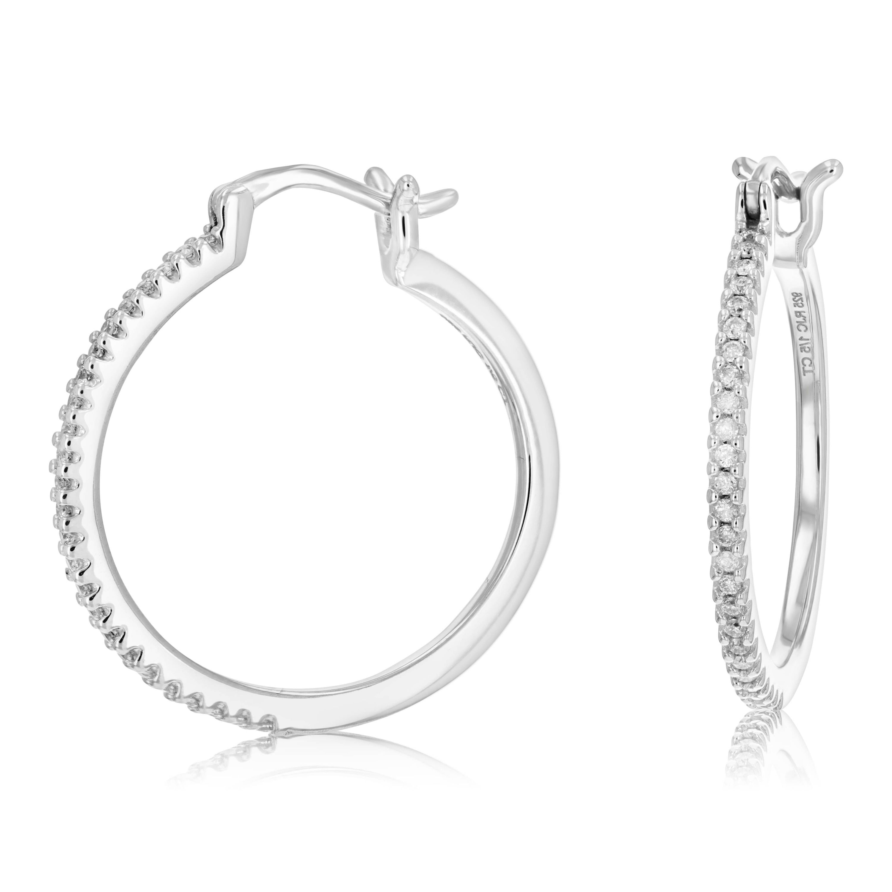 1/5 ct. t.w. Diamond Hoop Earrings in 925 Sterling Silver