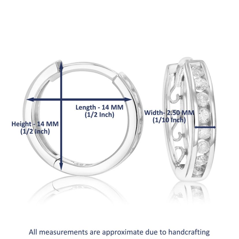 1/3 ct. t.w. Diamond Hoop Earrings in 925 Sterling Silver