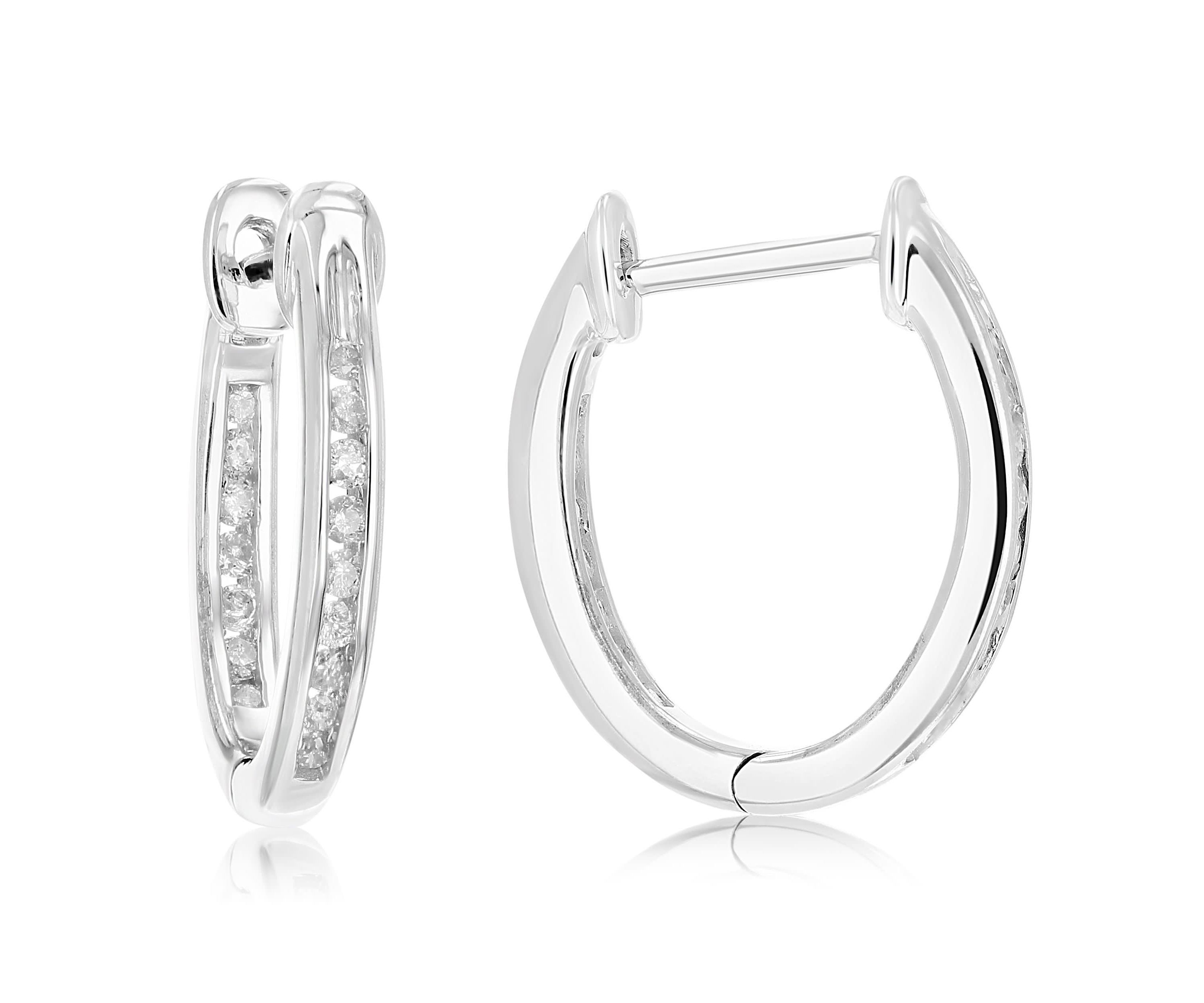1/5 ct. t.w. Diamond Hoop Earrings in 925 Sterling Silver