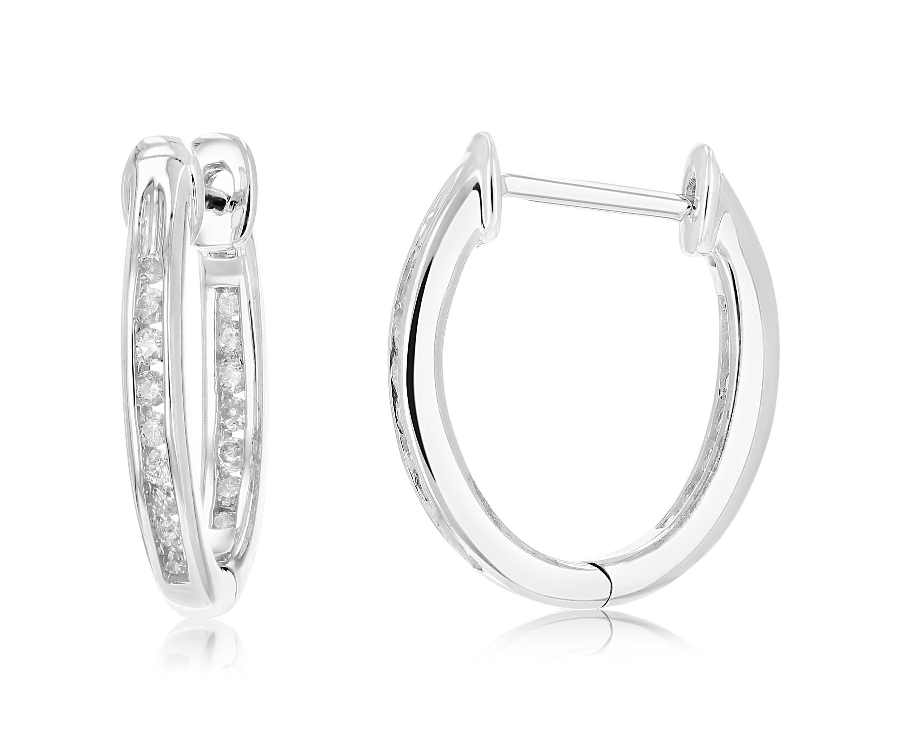 1/5 ct. t.w. Diamond Hoop Earrings in 925 Sterling Silver