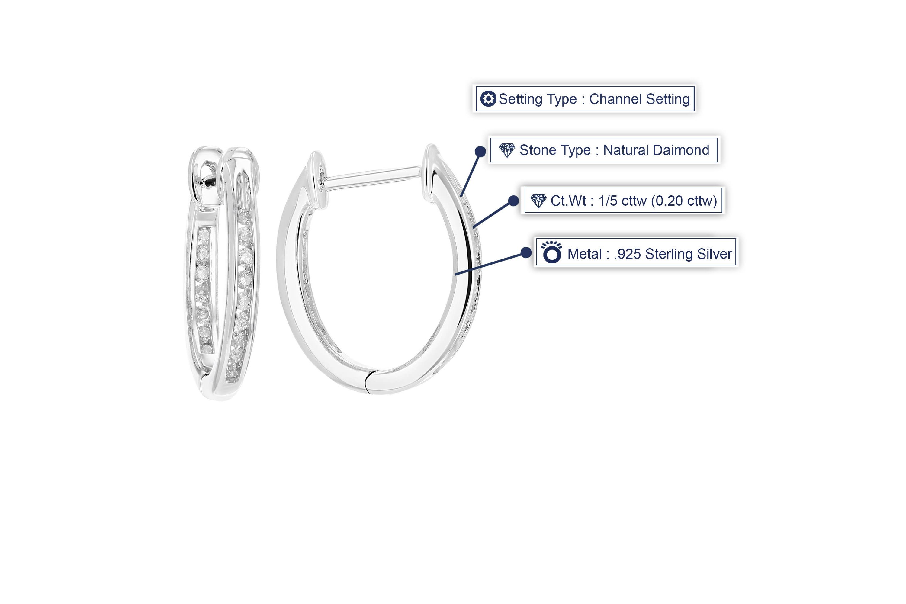 1/5 ct. t.w. Diamond Hoop Earrings in 925 Sterling Silver